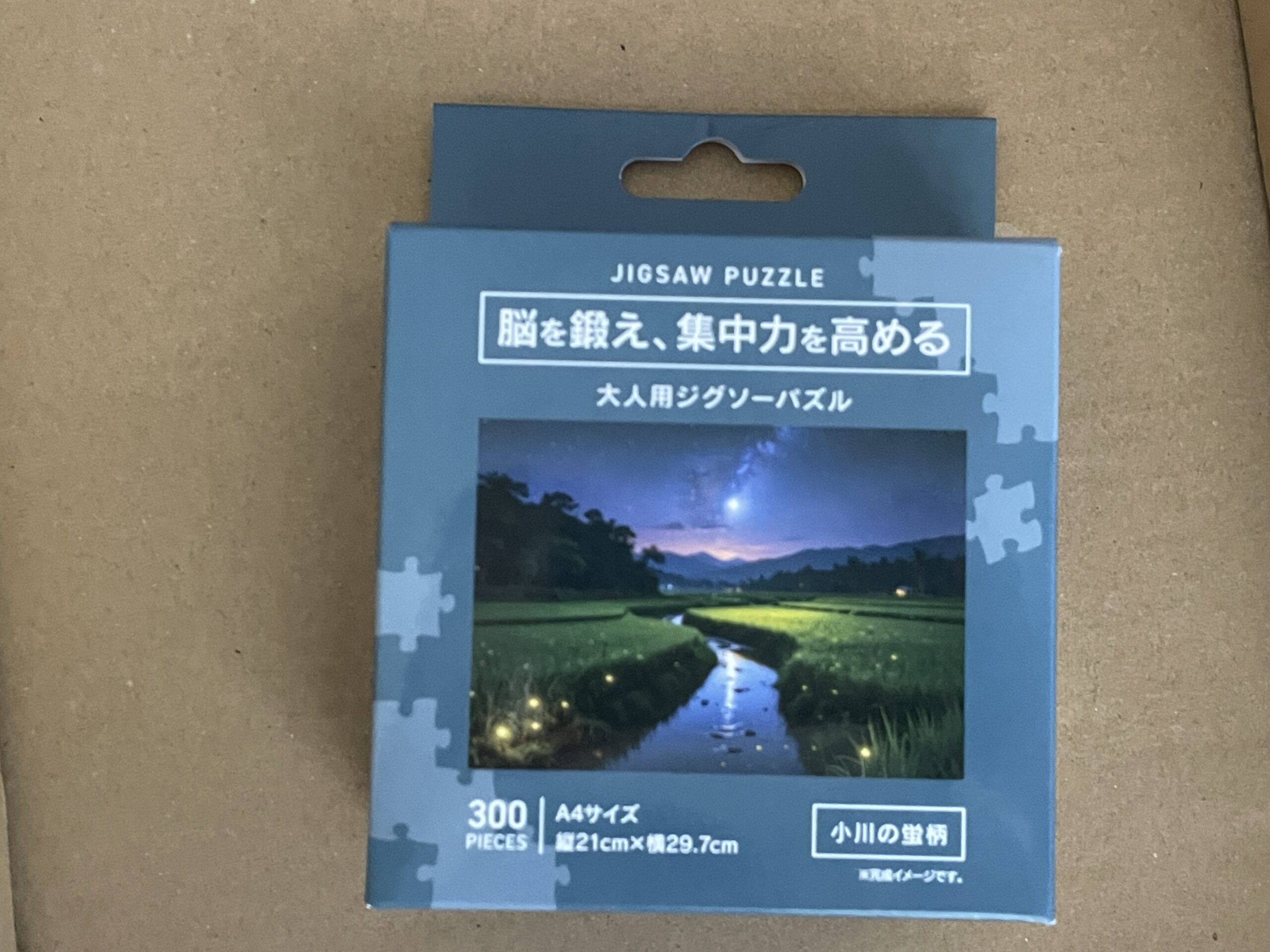 セリアの大人用ジグソーパズル300ピース小川の蛍柄